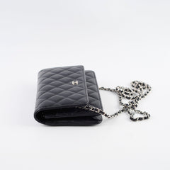 Chanel Wallet on Chain Black Caviar Silver HW (microchip)