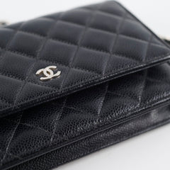 Chanel Wallet on Chain Black Caviar Silver HW (microchip)