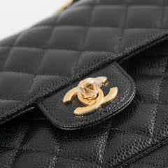 Chanel Medium/Large Double Classic Flap Caviar Black 2023
