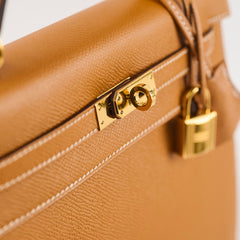Hermès Kelly 25 Epsom Toffee GHW- A Stamp