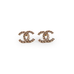 Chanel CC Logo Gold Rhingstone Earrings Costume Jewellery