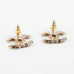 Chanel CC Logo Gold Rhingstone Earrings Costume Jewellery