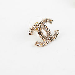 Chanel CC Logo Gold Rhingstone Earrings Costume Jewellery