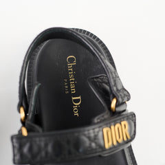 Christian Dior Quilted Calfskin Dioract Sandals Black Size 41