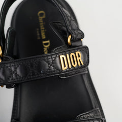 Christian Dior Quilted Calfskin Dioract Sandals Black Size 41