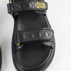 Christian Dior Quilted Calfskin Dioract Sandals Black Size 41