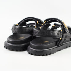 Christian Dior Quilted Calfskin Dioract Sandals Black Size 41