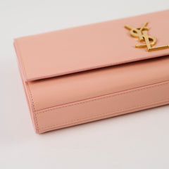 Saint Laurent Cassandre Clutch in Pale Pink Smooth Leather