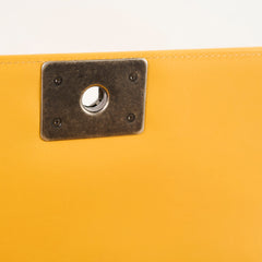 Chanel Old Medium Chevron Boy Bag Mustard Yellow Lambskin