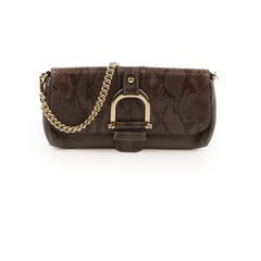 Gucci Vintage Greenwich Python/Leather Clutch Grey