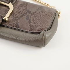 Gucci Vintage Greenwich Python/Leather Clutch Grey
