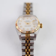 Rolex ladies datejust 26mm two tone white mother of pearl watch 79173NG