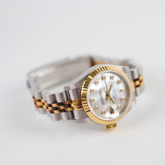 Rolex ladies datejust 26mm two tone white mother of pearl watch 79173NG