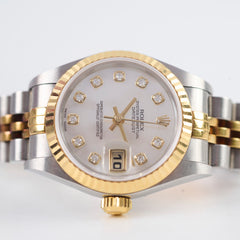 Rolex ladies datejust 26mm two tone white mother of pearl watch 79173NG