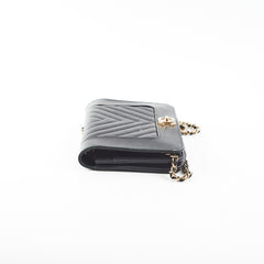 2/7 DOTD- Chanel Chevron Wallet on Chain (WOC) Lambskin Black