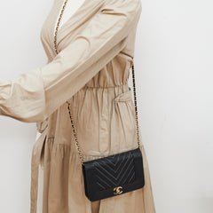 2/7 DOTD- Chanel Chevron Wallet on Chain (WOC) Lambskin Black