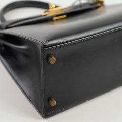Hermès Kelly 28 Box Calf Black Gold - V Circle Stamp