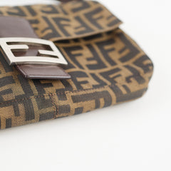 Fendi Baguette Zucca Canvas Leather Shoulder