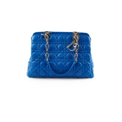 Christina Dior Cannage Leather Shopping Tote Blue