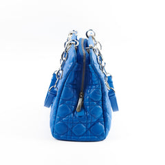 Christina Dior Cannage Leather Shopping Tote Blue