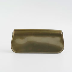 Louis Vuitton Green Grey Patent Logo Clutch