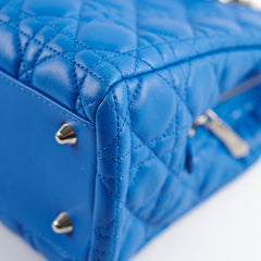 Christina Dior Cannage Leather Shopping Tote Blue