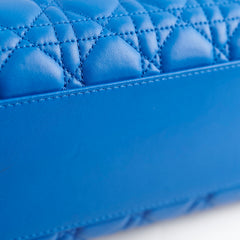 Christina Dior Cannage Leather Shopping Tote Blue