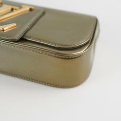 Louis Vuitton Green Grey Patent Logo Clutch