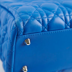 Christina Dior Cannage Leather Shopping Tote Blue