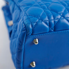 Christina Dior Cannage Leather Shopping Tote Blue