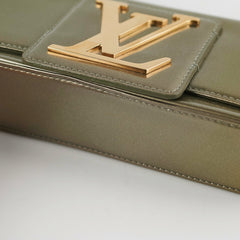 Louis Vuitton Green Grey Patent Logo Clutch