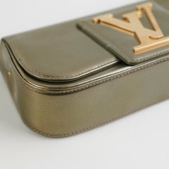 Louis Vuitton Green Grey Patent Logo Clutch