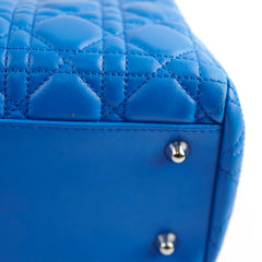 Christina Dior Cannage Leather Shopping Tote Blue