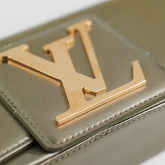 Louis Vuitton Green Grey Patent Logo Clutch