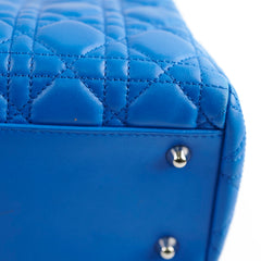 Christina Dior Cannage Leather Shopping Tote Blue