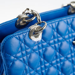 Christina Dior Cannage Leather Shopping Tote Blue