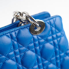 Christina Dior Cannage Leather Shopping Tote Blue