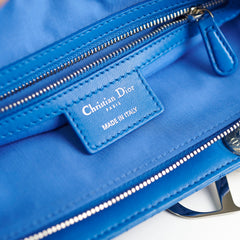 Christina Dior Cannage Leather Shopping Tote Blue