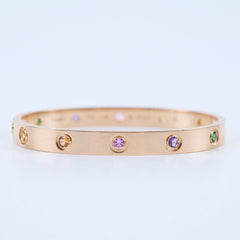 Cartier Classic Love 10 Diamond Rainbow Pink Gold Size 16