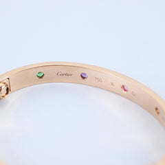 Cartier Classic Love 10 Diamond Rainbow Pink Gold Size 16