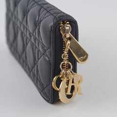 Dior Long Wallet Zippy Black Lambskin