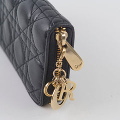 Dior Long Wallet Zippy Black Lambskin