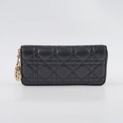 Dior Long Wallet Zippy Black Lambskin