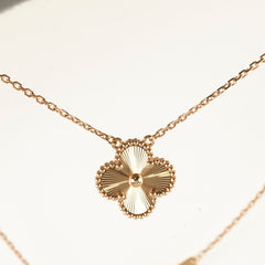 Van Cleef & Arpels Vintage Alhambra Guilloche Necklace Yellow Gold 2023