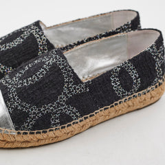 Chanel Tweed Espadrilles Black/Silver Size 36
