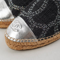 Chanel Tweed Espadrilles Black/Silver Size 36
