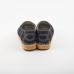 Chanel Tweed Espadrilles Black/Silver Size 36
