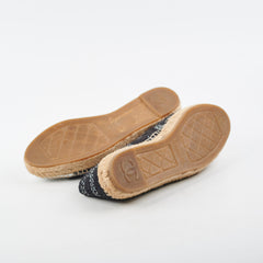 Chanel Tweed Espadrilles Black/Silver Size 36