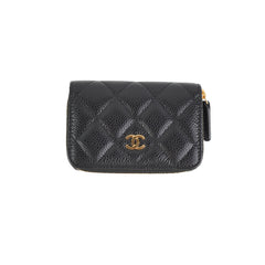 Chanel Caviar Black Zipper Coin Pouch