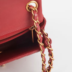 Chanel Mini Square Chevron Lambskin Red Crossbody Bag
